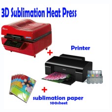 3D VACUUM DYE SUBLIMATION ink HEAT PRESS + Printer (Sublimation ink included) + Paper 3D VACUUM DYE SUBLIMATION ink HEAT PRESS + Printer (Sublimation ink included) + Paper