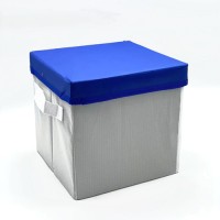 Blank Foldable Polyester Storage Box Container with Blue Lid for Sublimation Heat Press