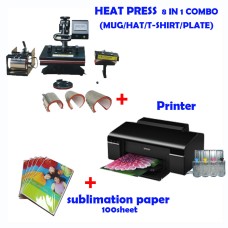 8 in 1 HEAT PRESS MACHINE + Printer (Sublimation ink included) + Sublimation paper 8 in 1 HEAT PRESS MACHINE + Printer (Sublimation ink included) + Sublimation paper