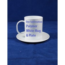 Polymer Plastic WHITE Mug & Saucer(15cm) Set BEST FOR SUBLIMATION INK