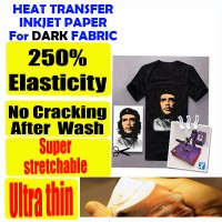 Inkjet Heat Transfer Paper 250% elasticity for T-Shirt Cotton & polyester Garment, Dark Color A4 Inkjet Heat Transfer Paper 250% elasticity for T-Shirt Cotton & polyester Garment, Dark Color A4