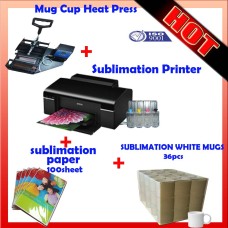 Mug Cup Heat Press Machine + Sublimation Printer + paper + White Mugs Mug Cup Heat Press Machine + Sublimation Printer + paper + White Mugs