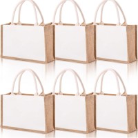 Linen Canvas Shopping JUTE TOTE Bag dye sublimation heat transfer press