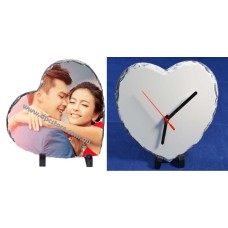 CLOCK PHOTO SLATE HEART 20x20CM SH60 for sublimation printing