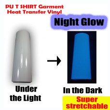 PU T-SHIRT GARMENT NIGHT Cold Blue GLOW VINYL HEAT PRESS TRANSFER FILM ROLL 1m x 50cm DL08 PU T-SHIRT GARMENT NIGHT Cold Blue GLOW VINYL HEAT PRESS TRANSFER FILM ROLL 1m x 50cm DL08